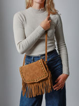 Cross Body Tas Velvet Leder Milano Bruin velvet VE241115-vue-porte